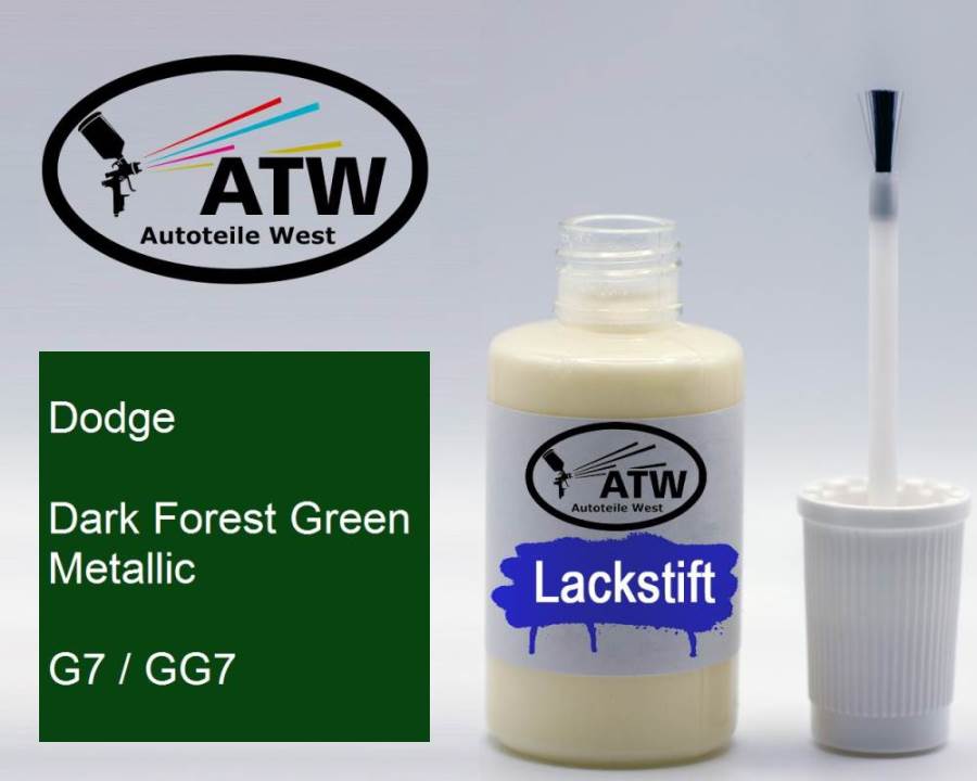 Dodge, Dark Forest Green Metallic, G7 / GG7: 20ml Lackstift, von ATW Autoteile West.